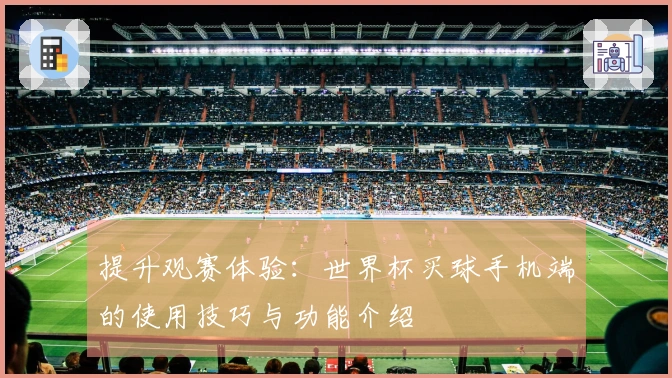 提升观赛体验：世界杯买球手机端的使用技巧与功能介绍
